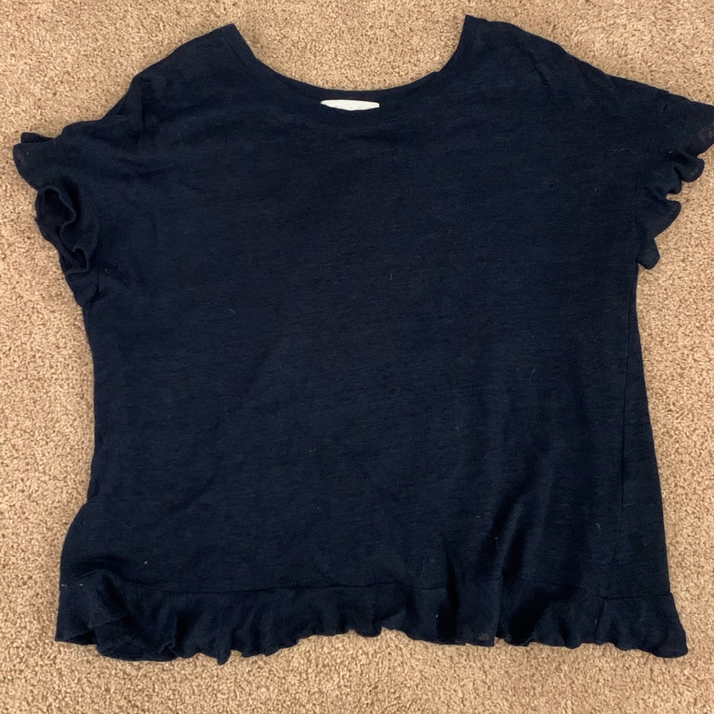 Navy ruffled tee